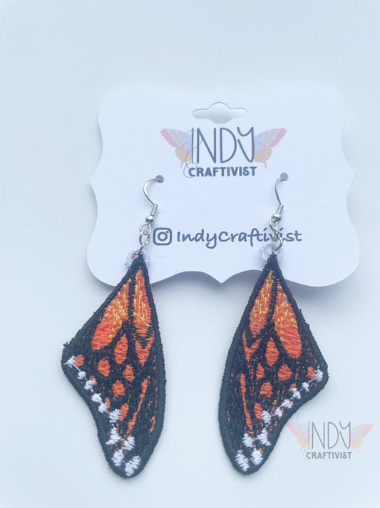 Made-To-Order Orange Monarch Butterfly Wing Earrings