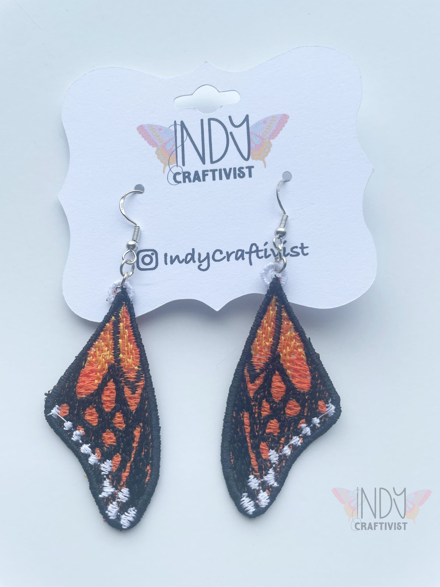 Made-To-Order Orange Monarch Butterfly Wing Earrings