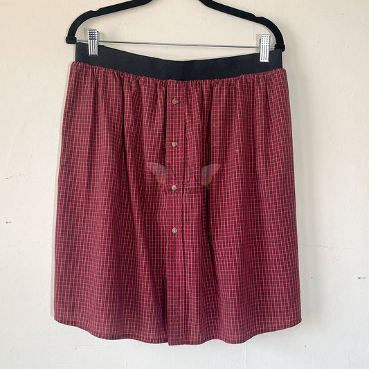 Blue Striped Upcycled Men's Button Down Skirt