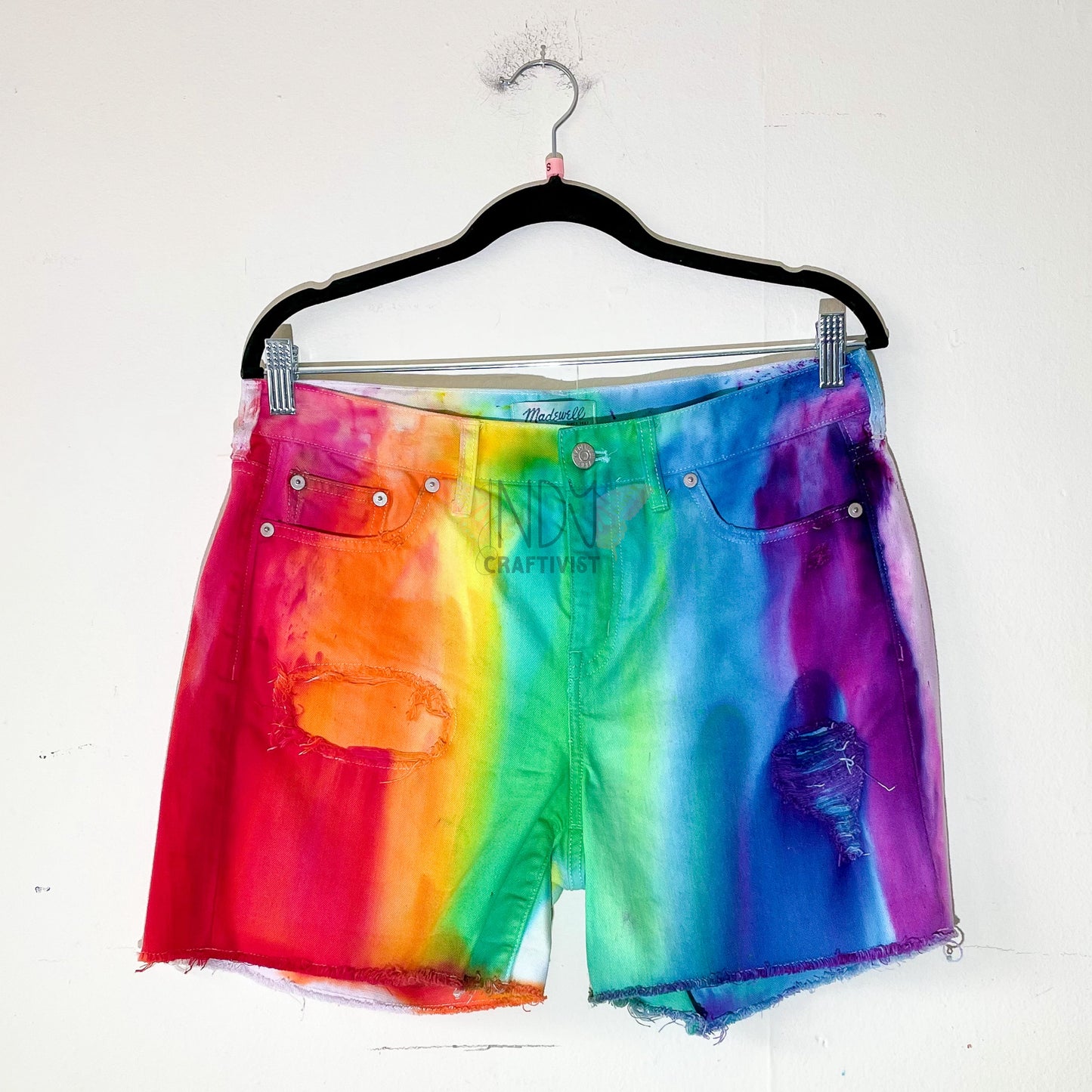 Forever 21 Men Melted Crayons Upcycled Denim Shorts