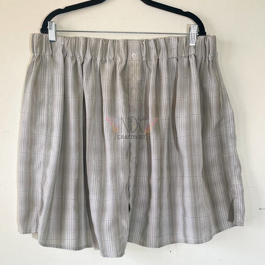Beige Upcycled Men's Button Down Skirt