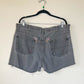 Relax Fit Black Upcycled Denim Shorts with Metallic Gold Trim