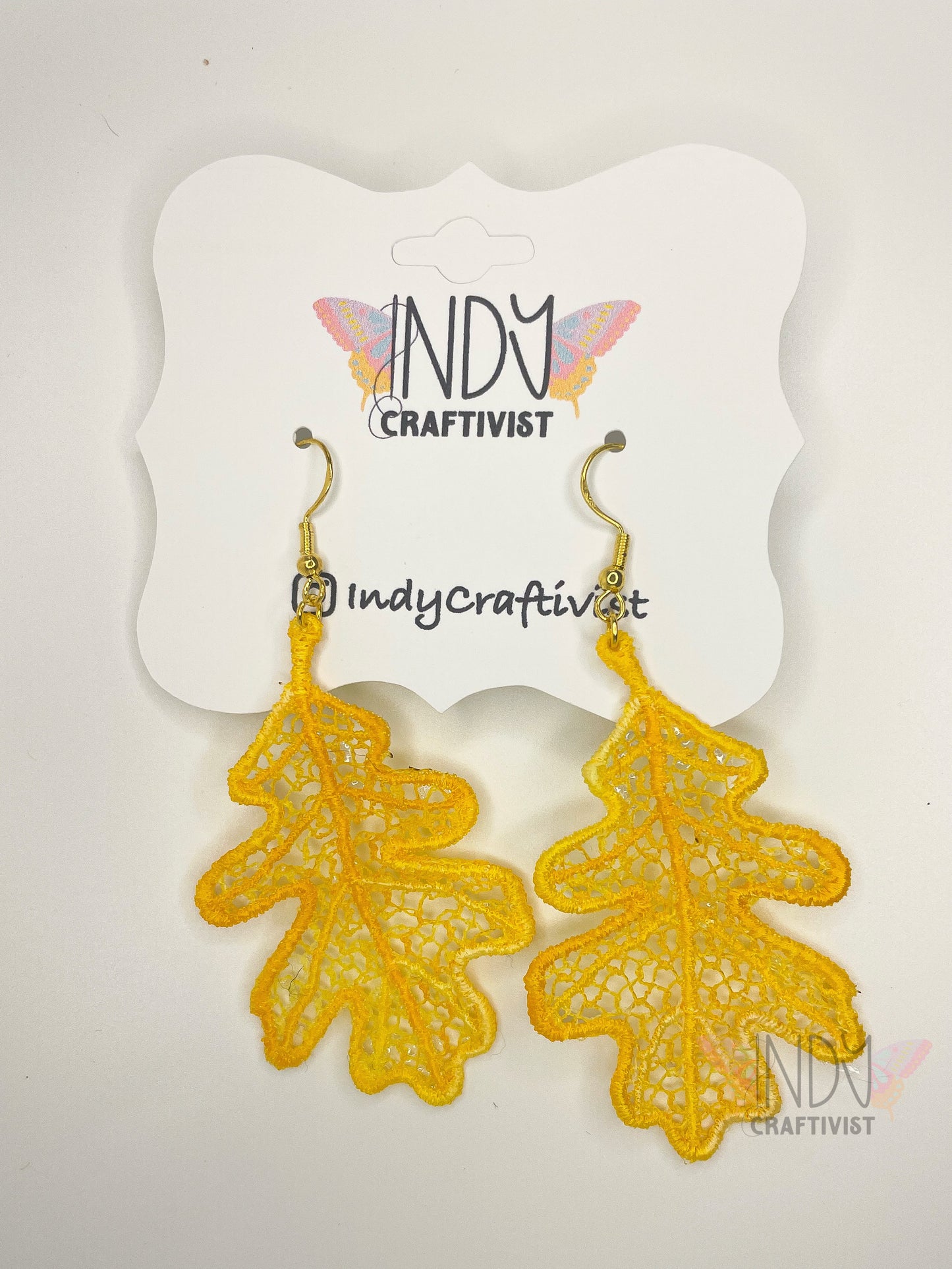 Made-to-Order Oak Leaf Embroidered Earrings