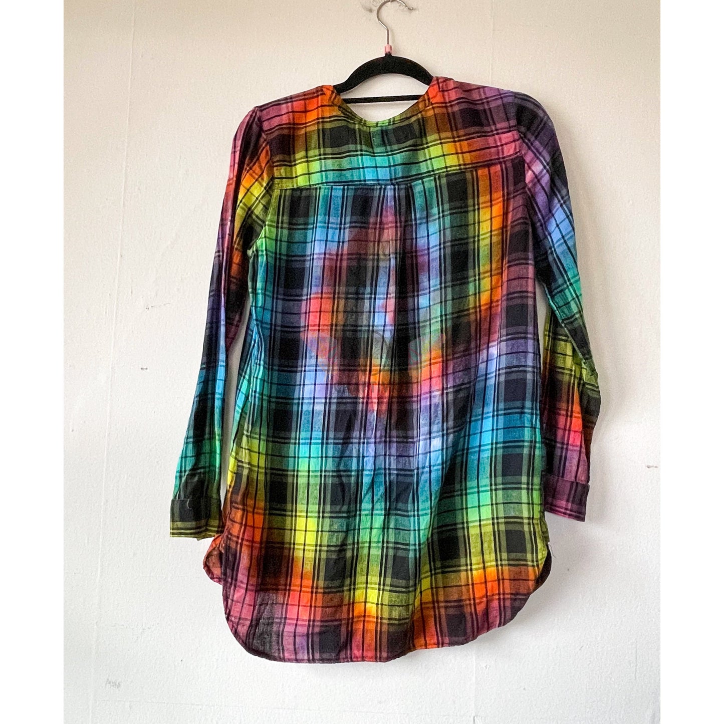 Adult Small Upcycled Tie Dye Button Down Shirt