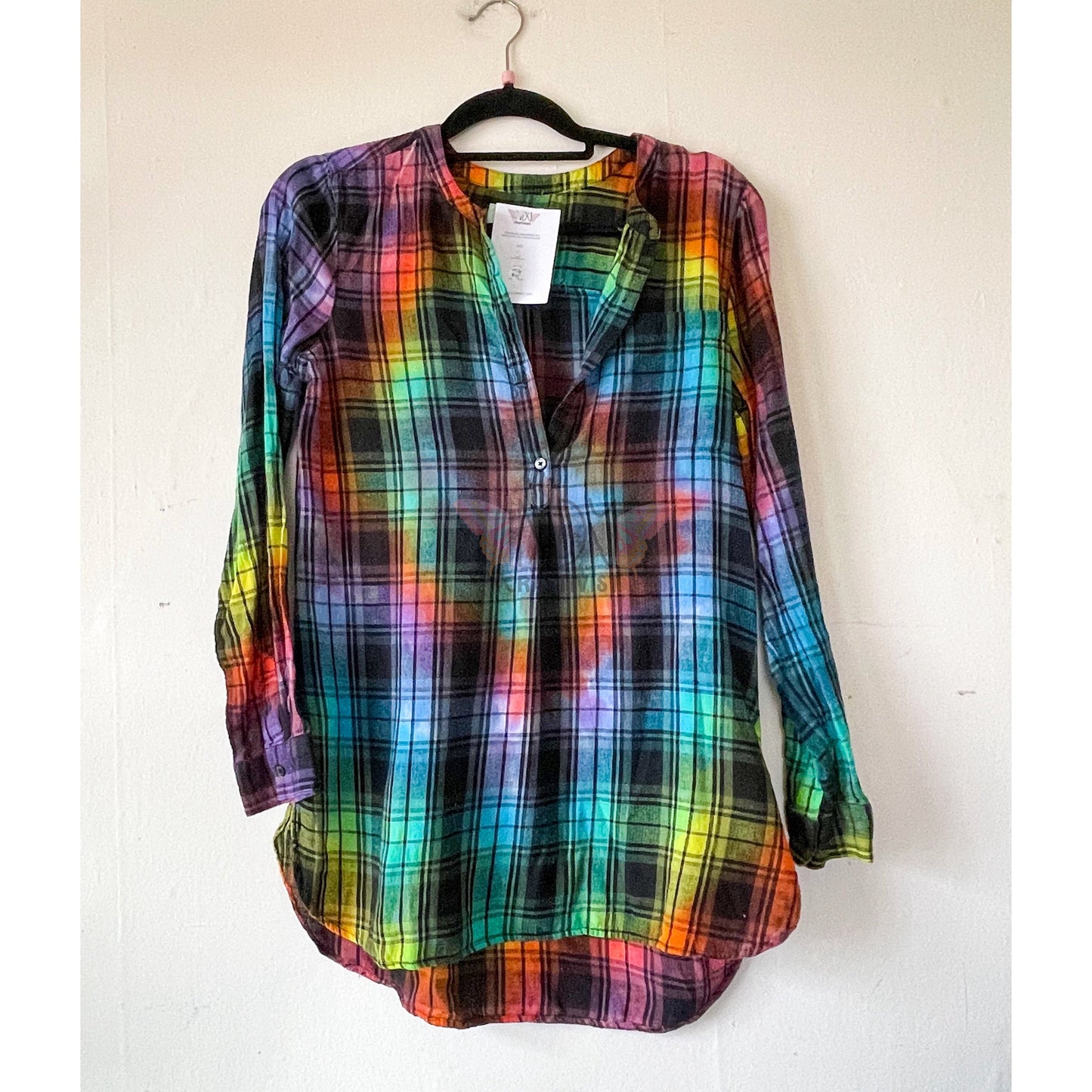 Adult Small Upcycled Tie Dye Button Down Shirt