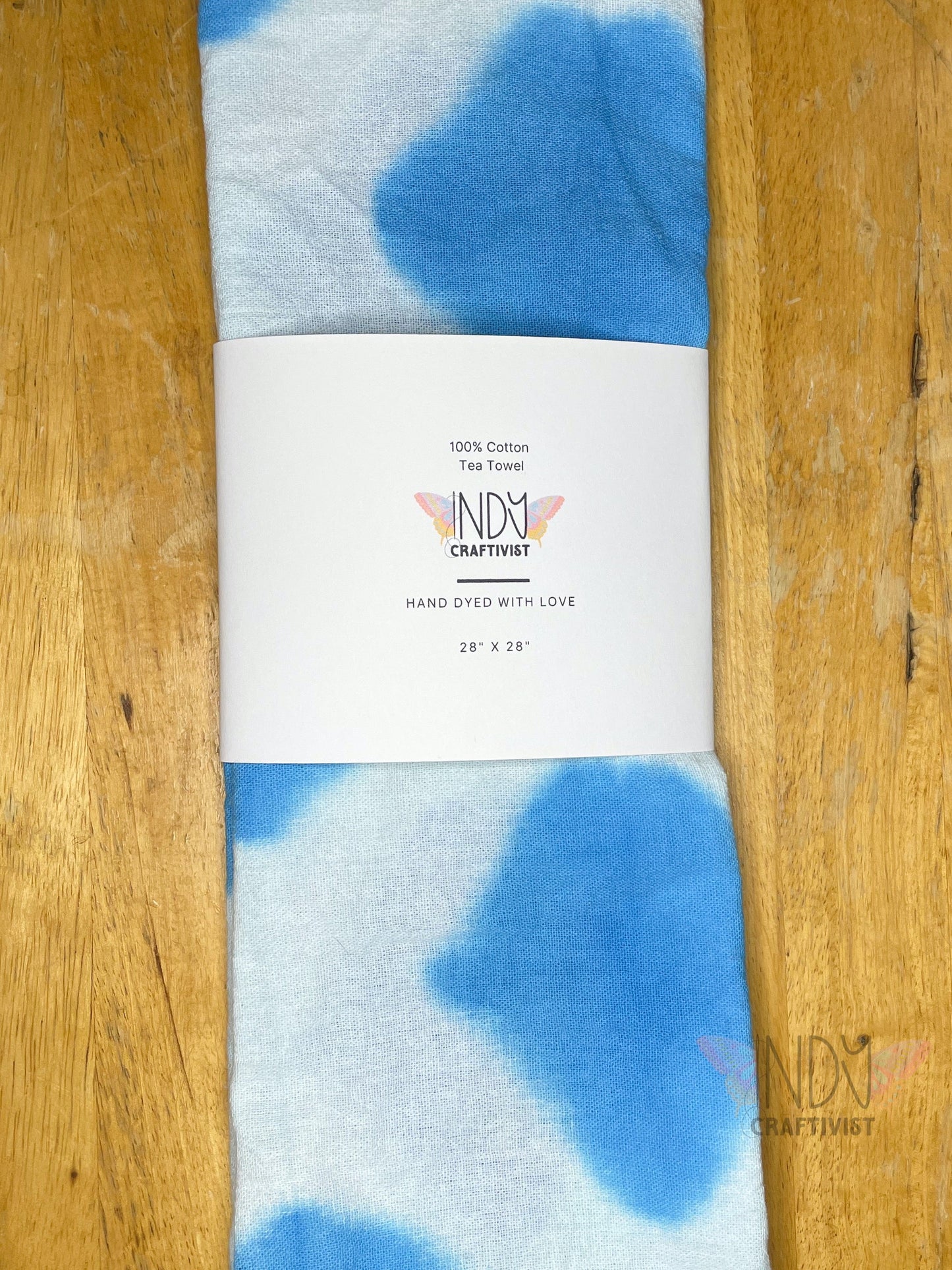 Teal and White Shibori Like Tie Dyed Tea Towels