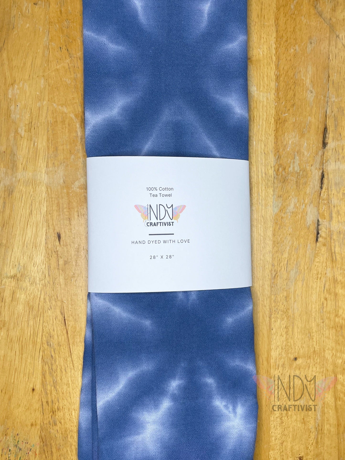 Navy and Lilac Shibori Inspired Tie Dyed Tea Towels