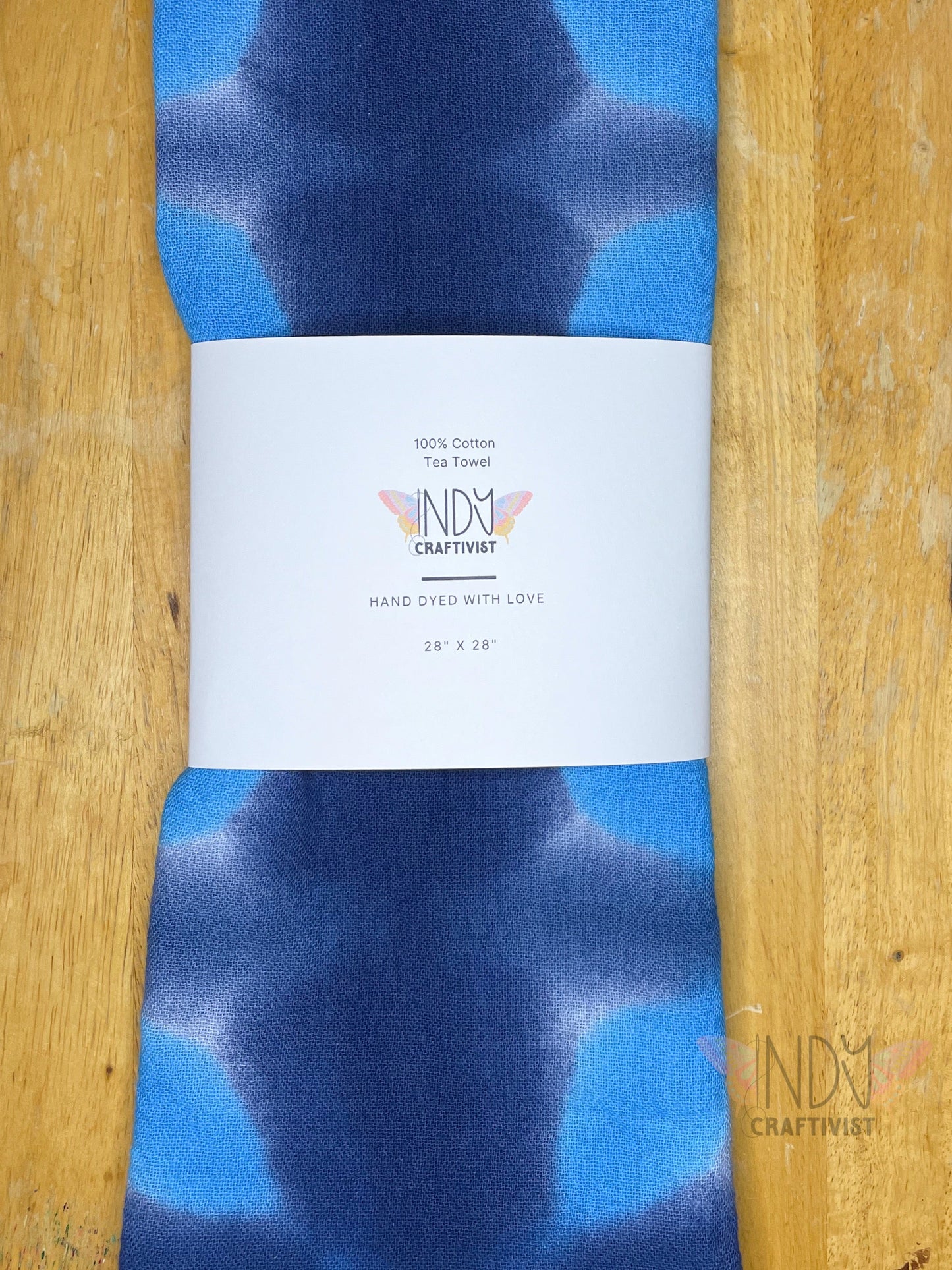 Navy and Blue Shibori Like Tie Dyed Tea Towels
