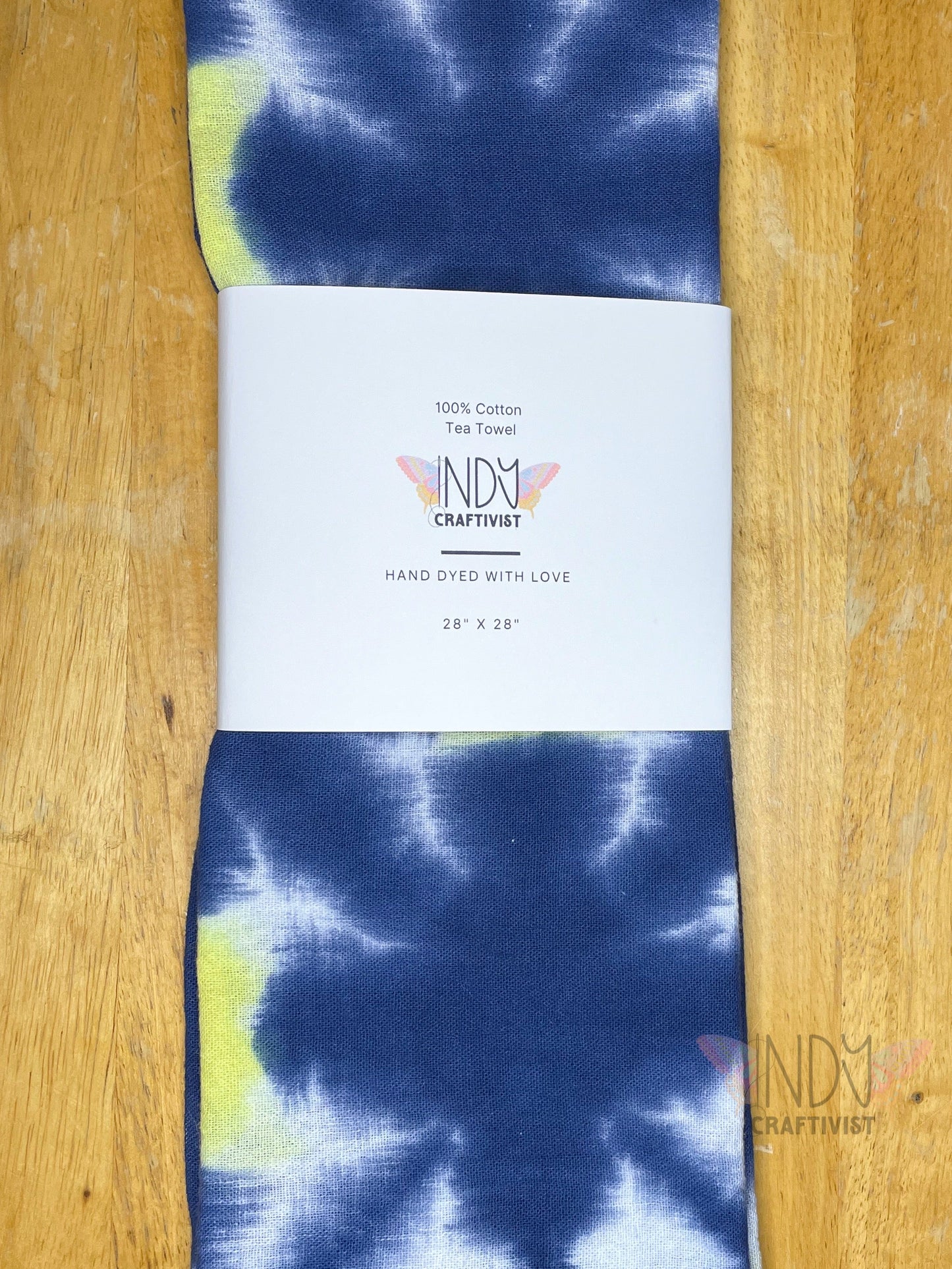 Navy & Yellow Shibori Like Tie Dyed Tea Towels