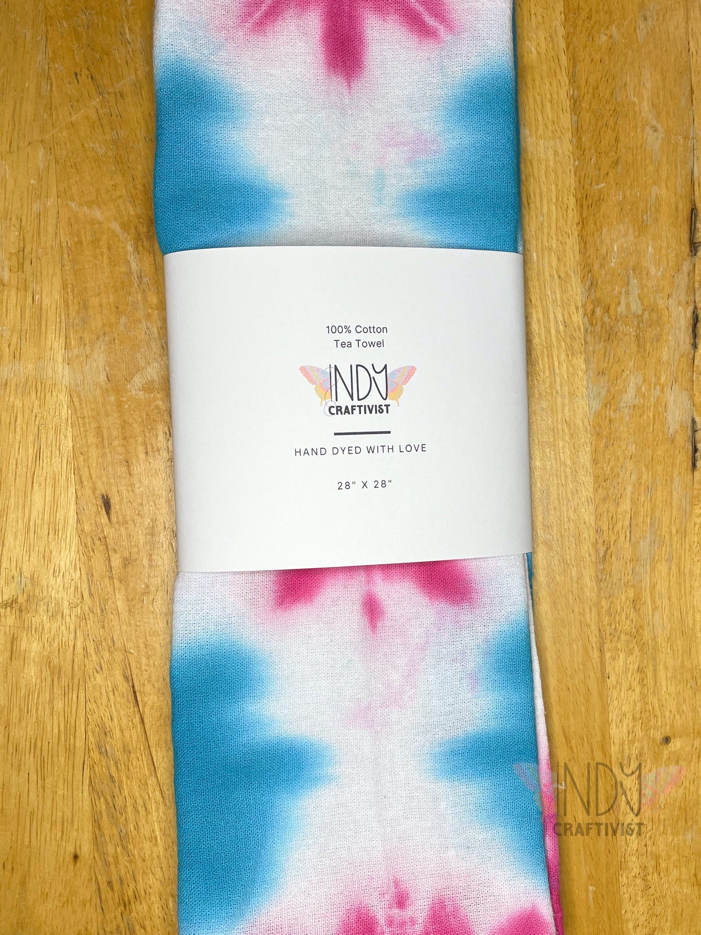 Hot Pink & Teal Shibori Like Tie Dyed Tea Towel