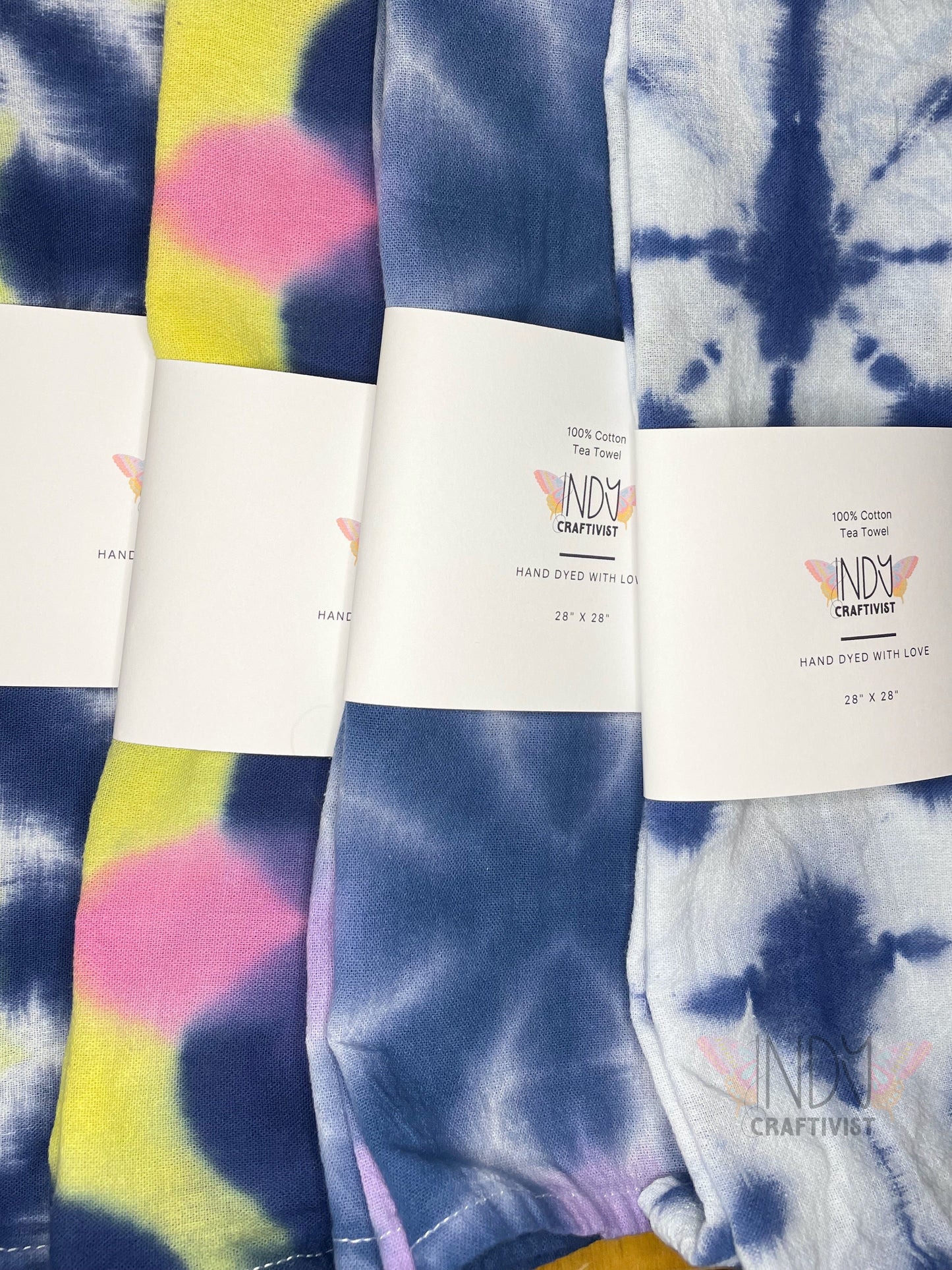 Navy Shibori Inspired Tie Dyed Tea Towels