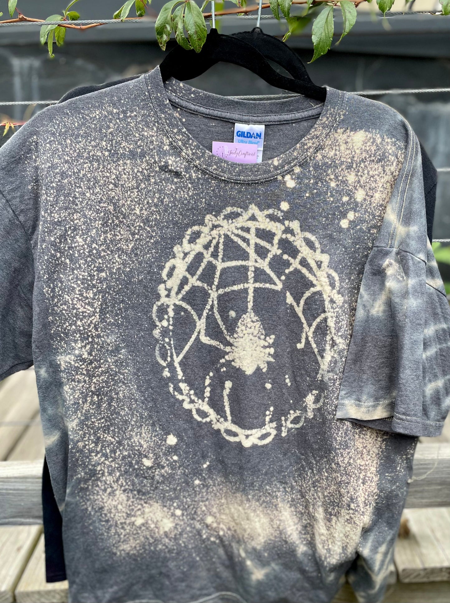 Spider Web Adult Extra Large Halloween Reverse Tie Dye T-shirt