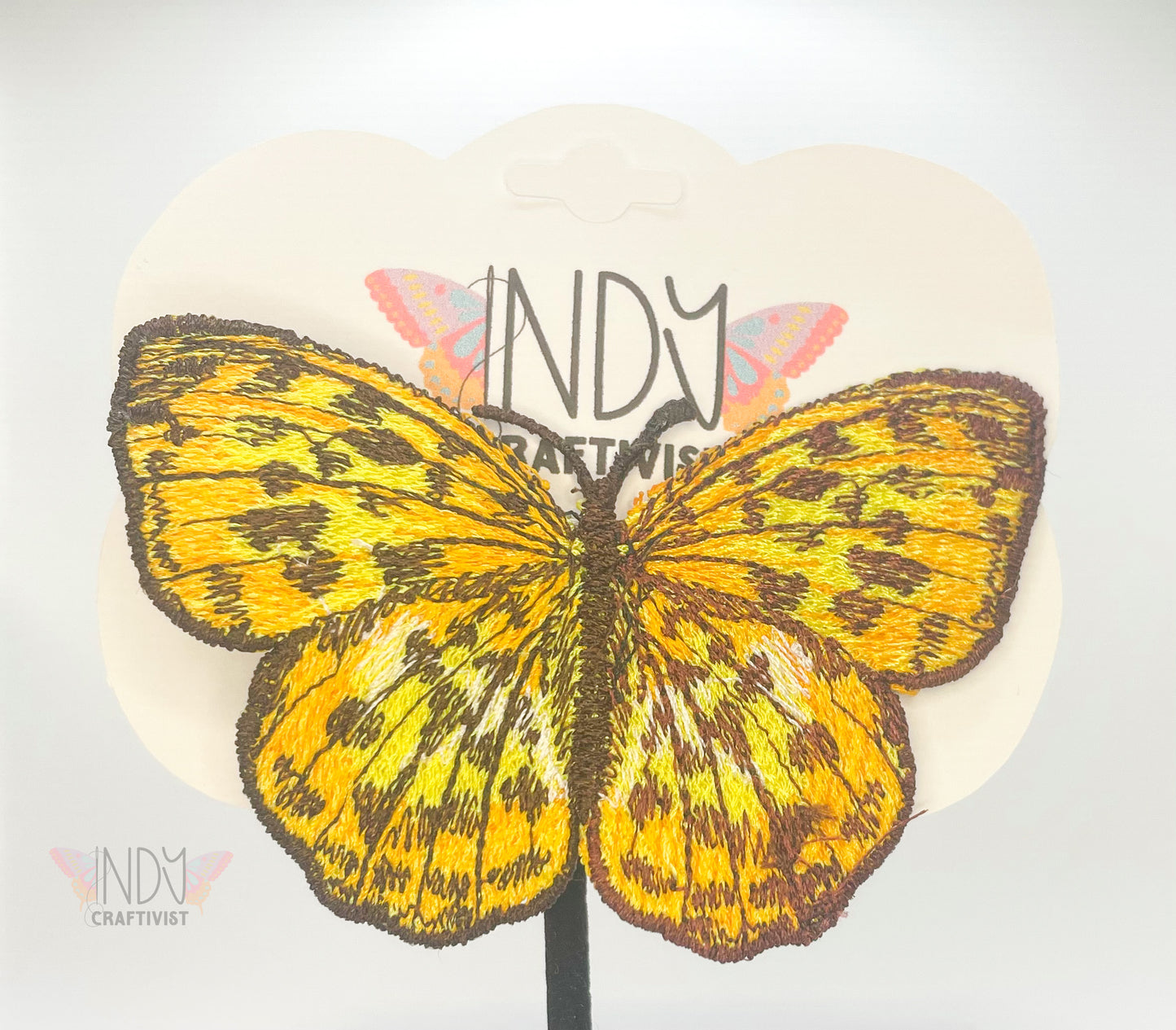 Made-To-Order Fritillaries Embroidered Butterfly Hair Clip