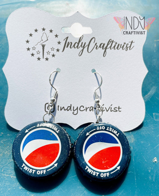 Pepsi Soda Bottlecap Earrings