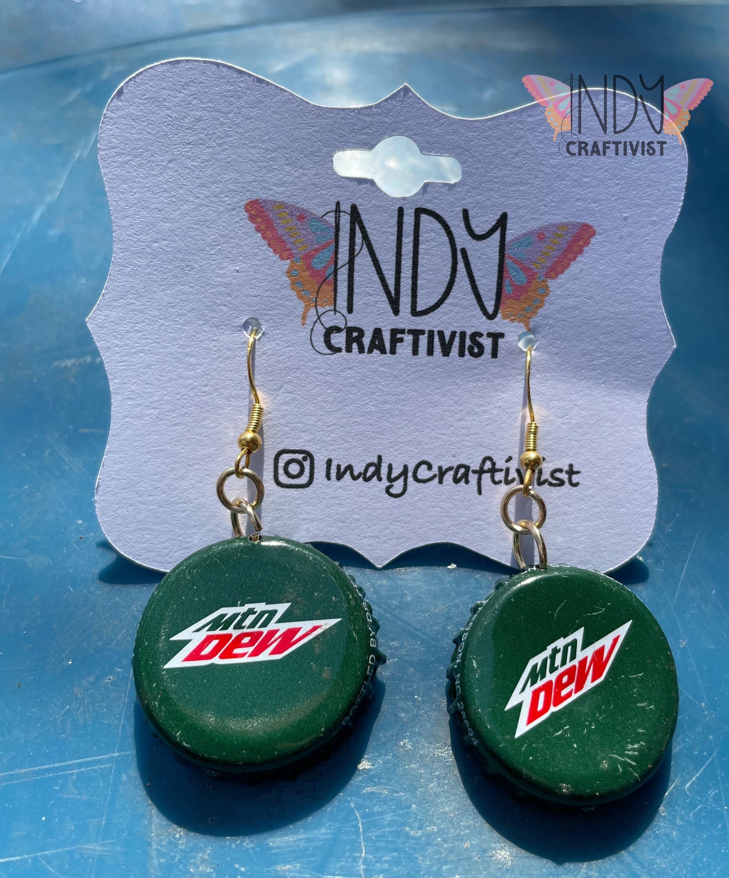 Mountain Dew Bottlecap Earrings