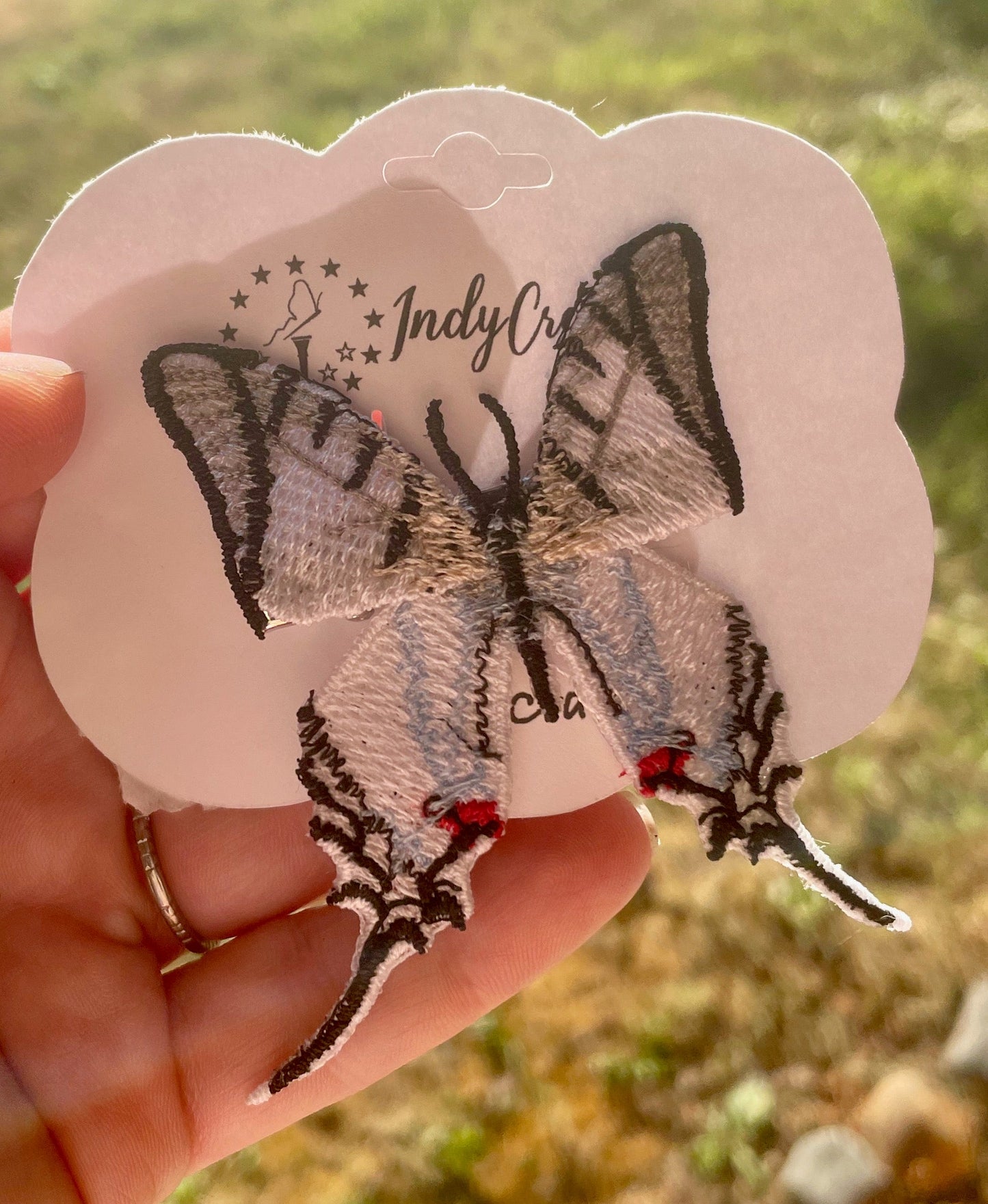 Made-To-Order Zebra Swallowtail Freestanding Lace Embroidered Butterfly Hair Clip
