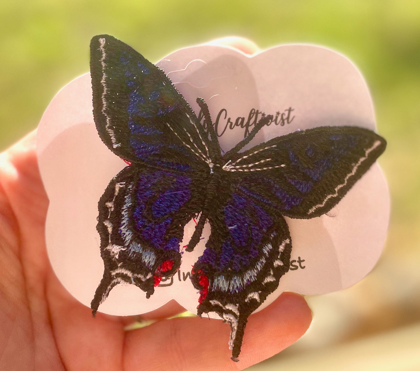 Made-To-Order Pipeline Swallowtail Freestanding Lace Embroidered Butterfly Hair Clip