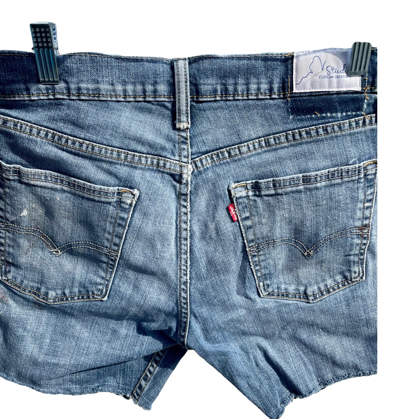 Upcycled Denim Shorts with Floral Detail