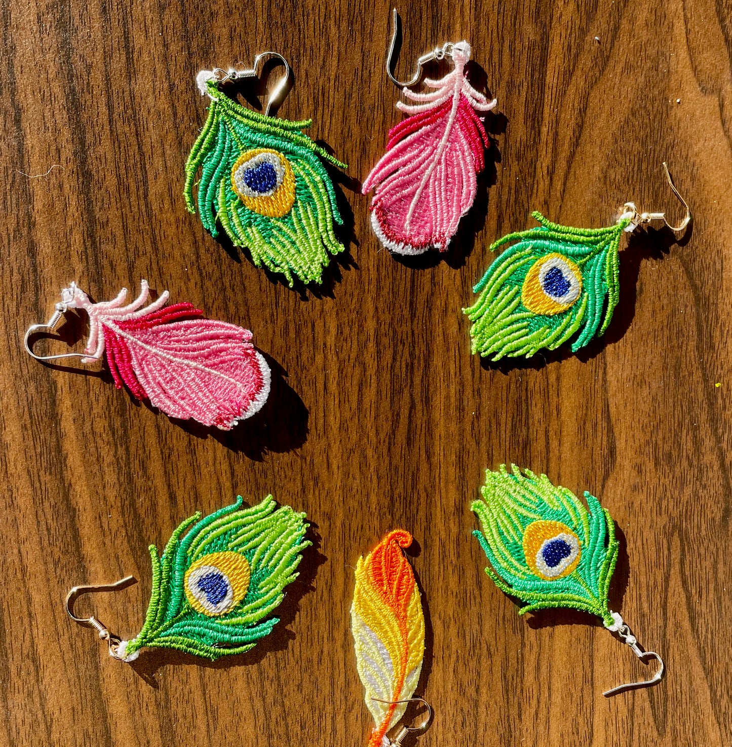 Orange Feather Earrings