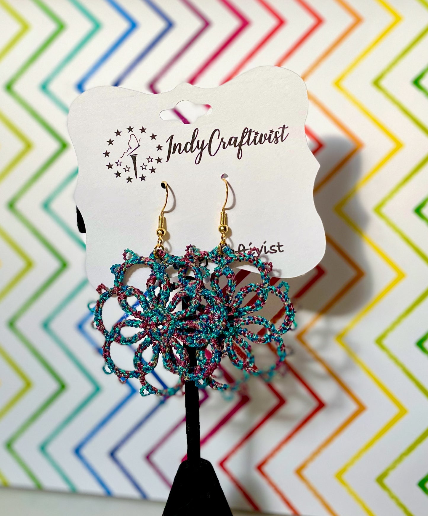 Made-To-Order Wheeled Flower Tatting Earrings