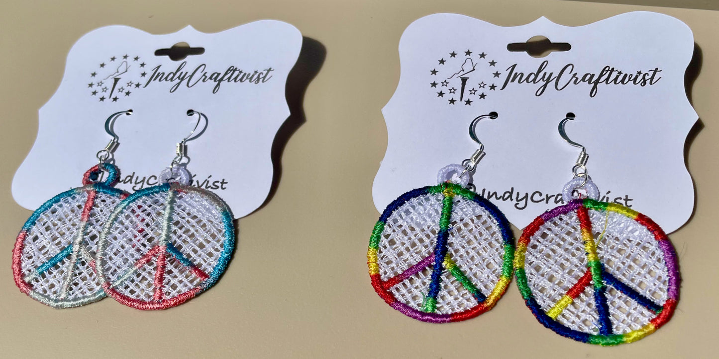Freestanding Lace Small Peace Sign Earrings