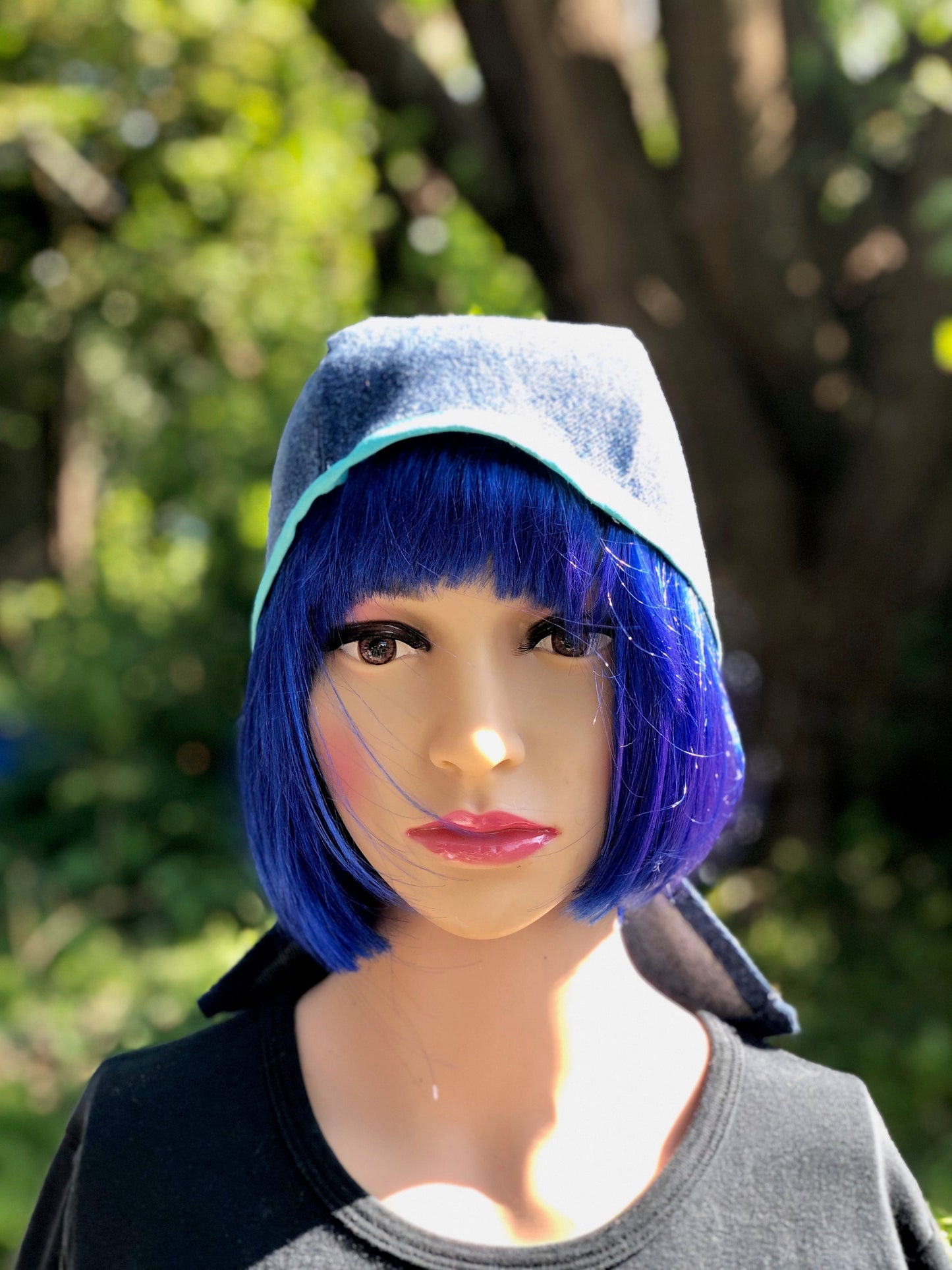 Upcycled Denim Welding Beanie with Neck Cover