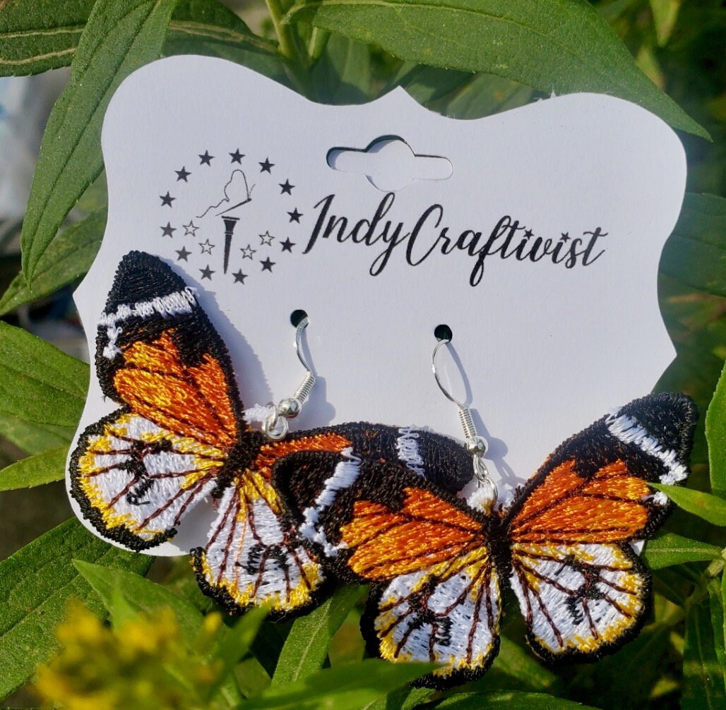 Made-To-Order Orange Monarch Full Butterfly Earrings