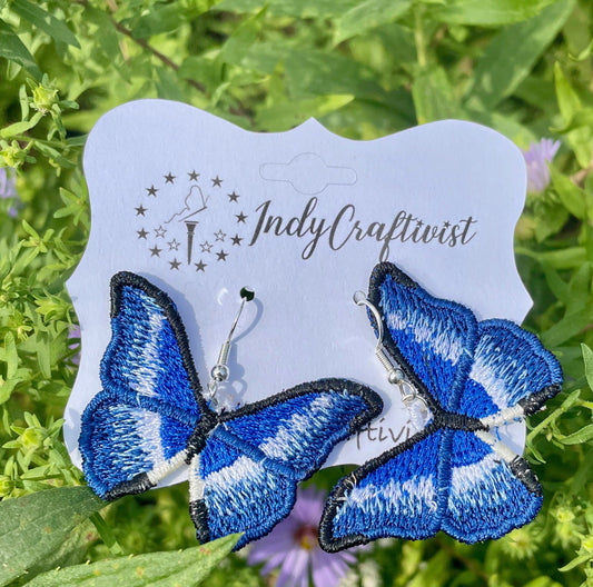 Made-To-Order Blue Full Butterfly Earrings