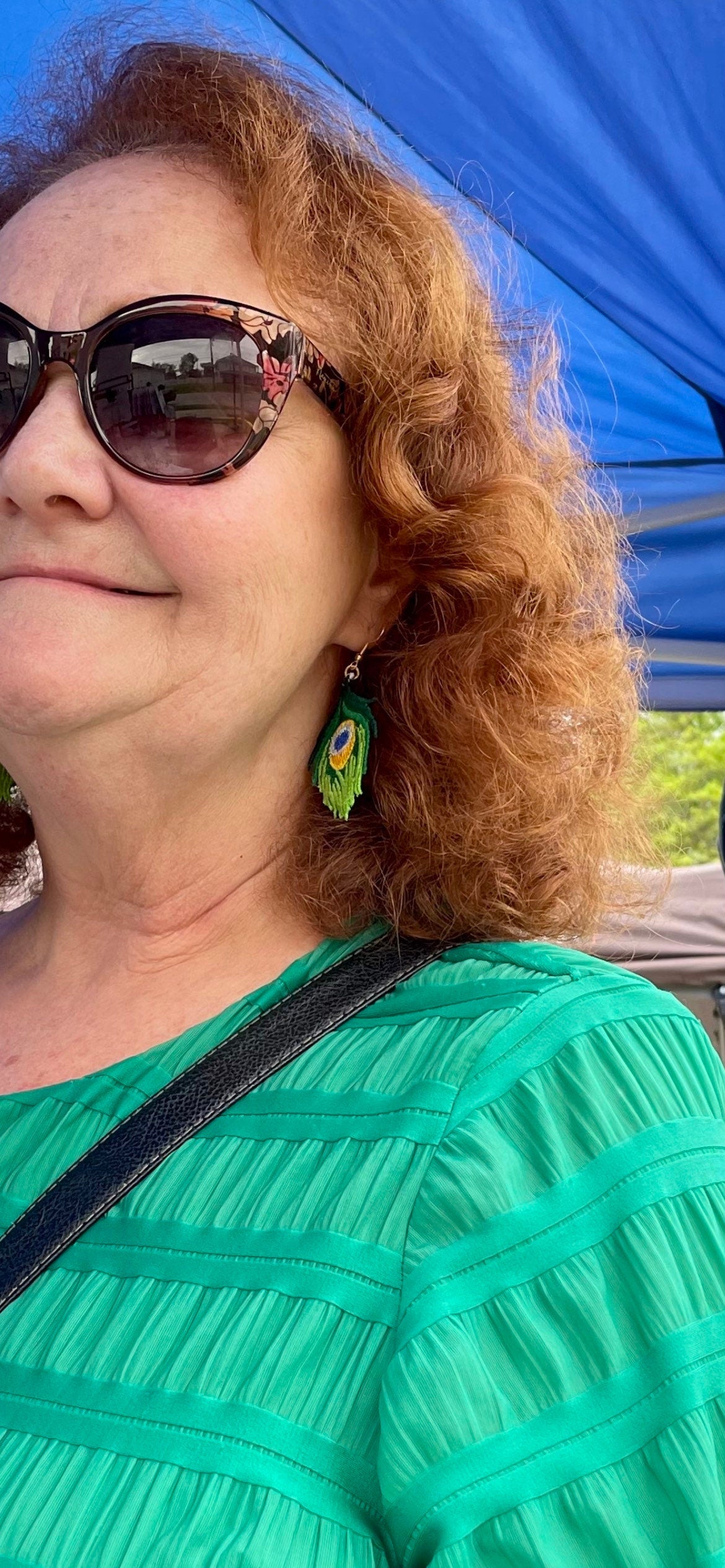 Made-To-Order Green Peacock Feather Earrings