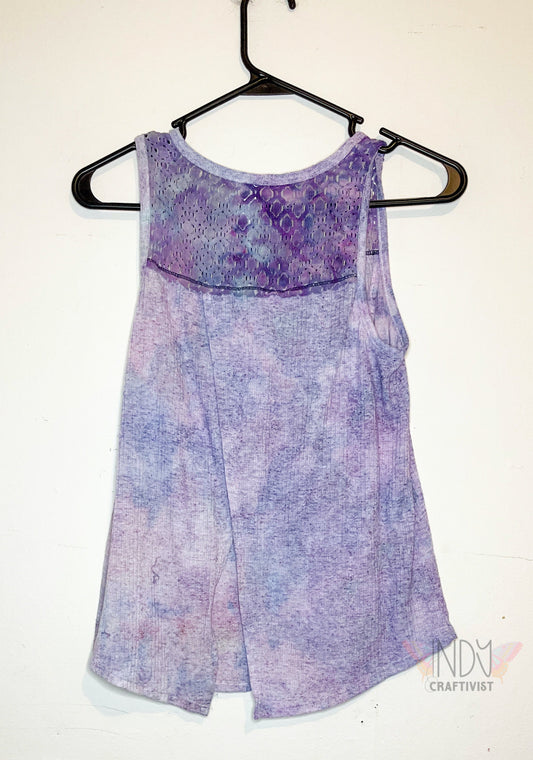 Large Adult Ice Dyed Tank Top with Lace Shoulders