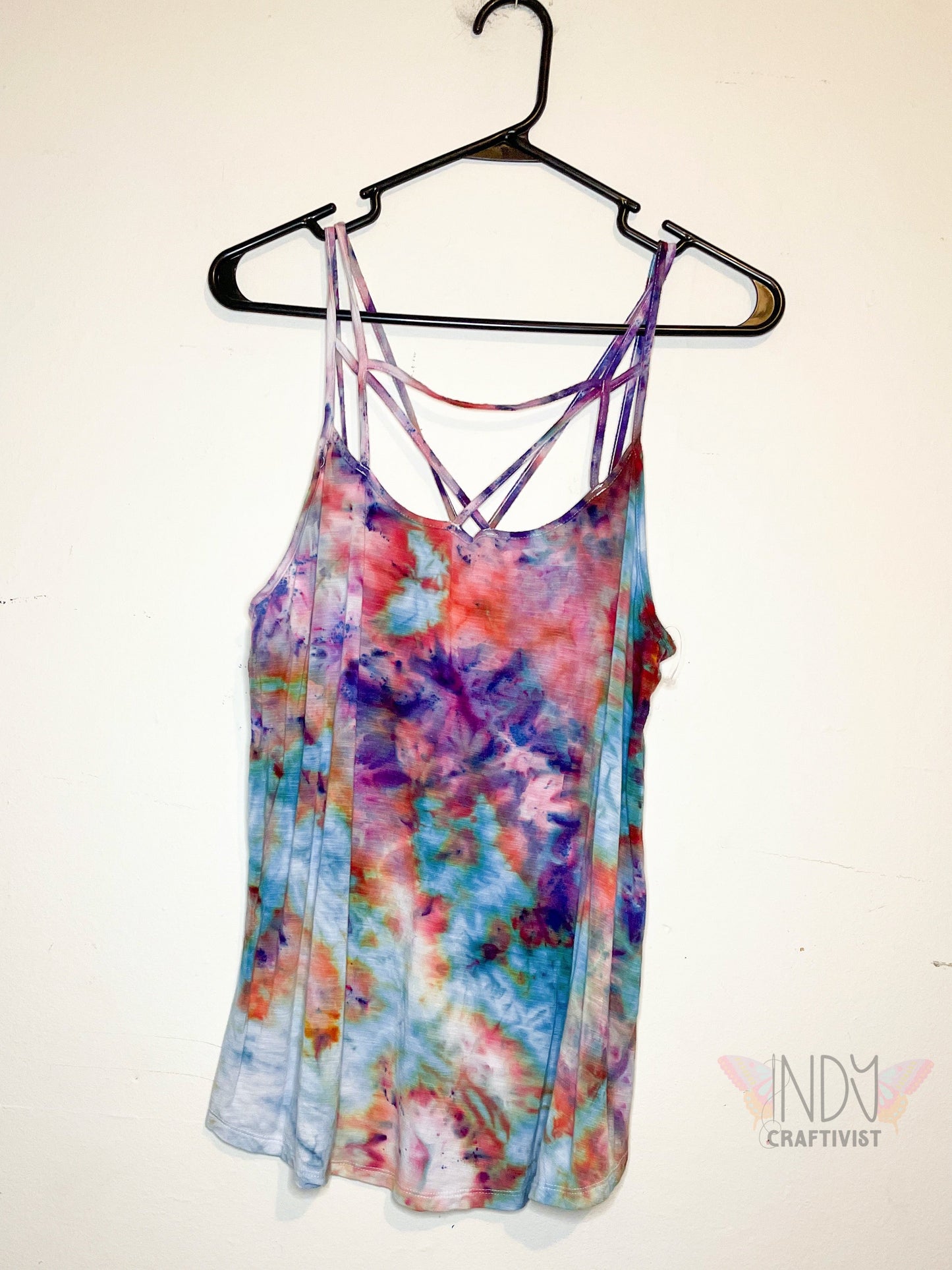 Large Adult Ice Dyed Strappy  Tank Top