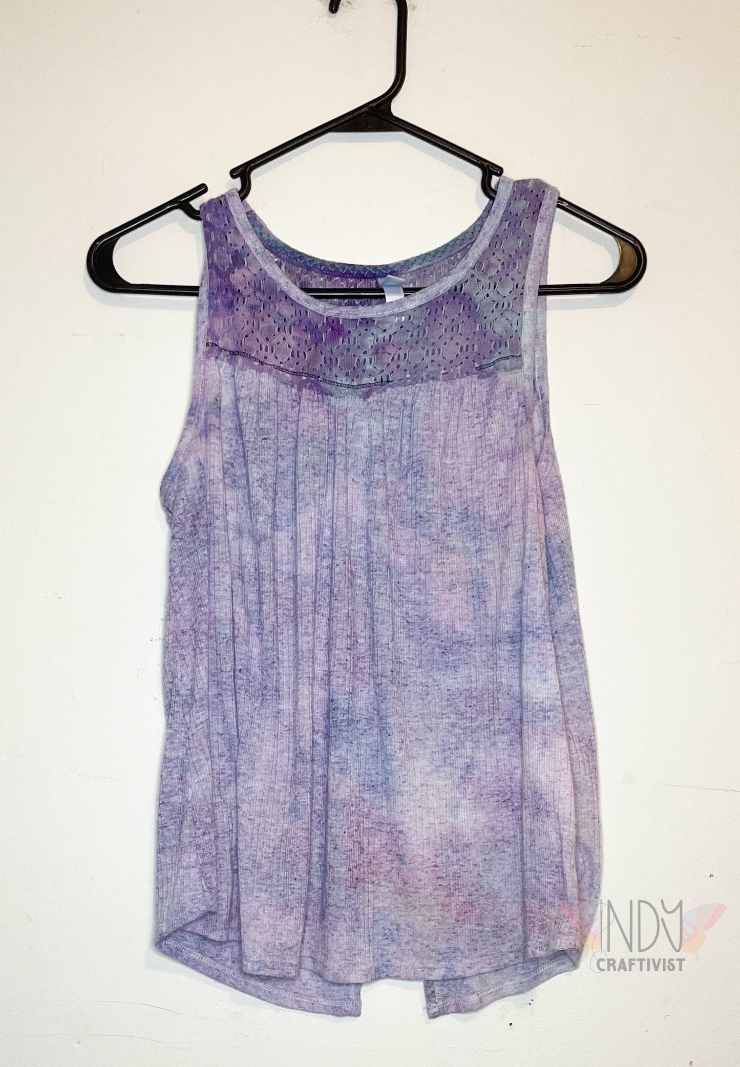 Large Adult Ice Dyed Tank Top with Lace Shoulders
