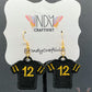 Black #12 Football Jersey Earrings
