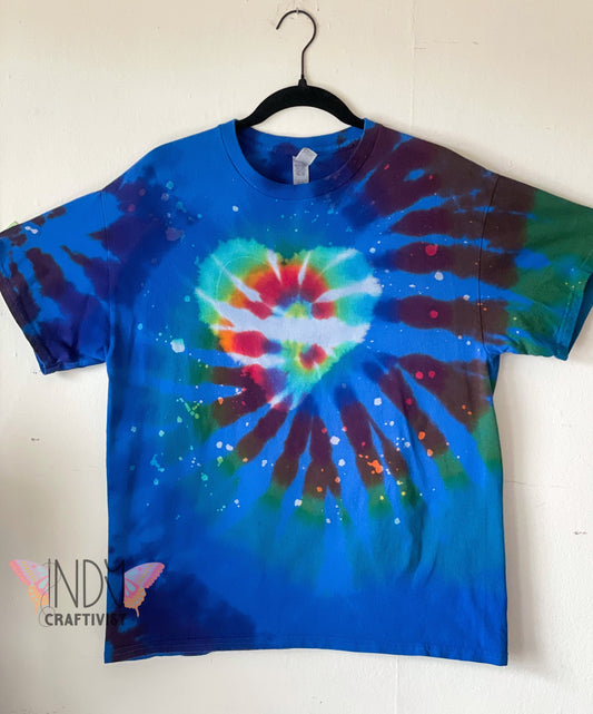 Adult Large Reverse Dyed Heart Tie Dye T-shirt