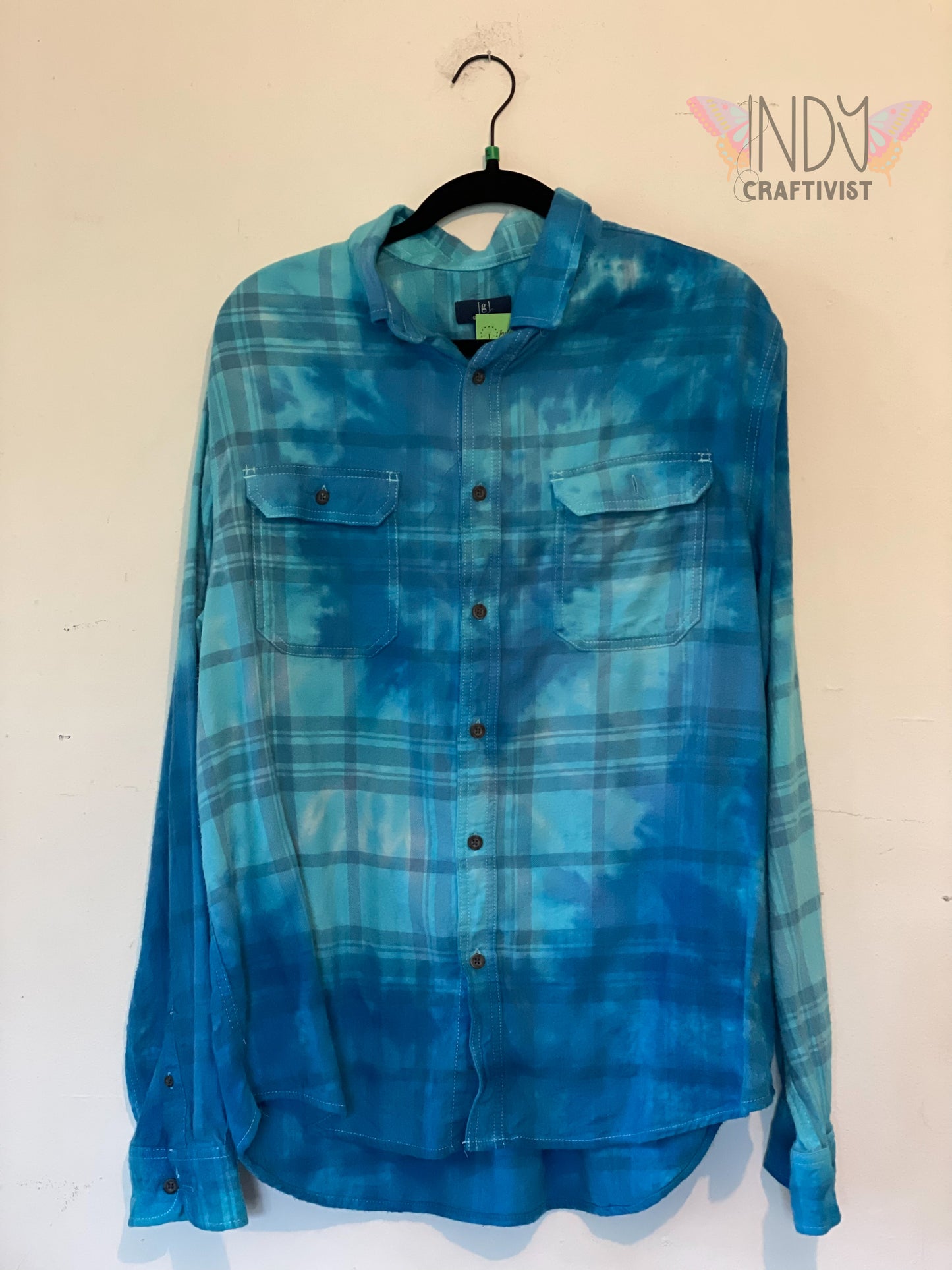 Extra Long Sleeve Upcycled Tie Dye Button Down