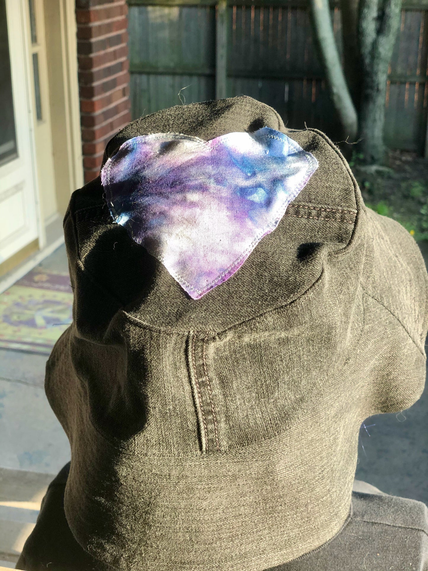 Extra Large Upcycled Denim Bucket Hat with Heart Detail