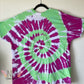 Lime Swirl Adult 2X Upcycled V-neck Tie Dye T-shirt