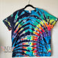 Rainbow and Black Adult 2XL Tie Dye T-shirt