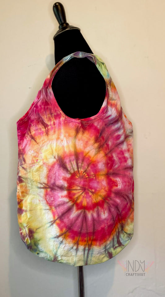 Warm Swirl Tie Dye Round Bottom Bag Stuffable Tote Bag