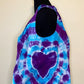 Purple Heart Tie Dye Round Bottom Bag Stuffable Tote Bag