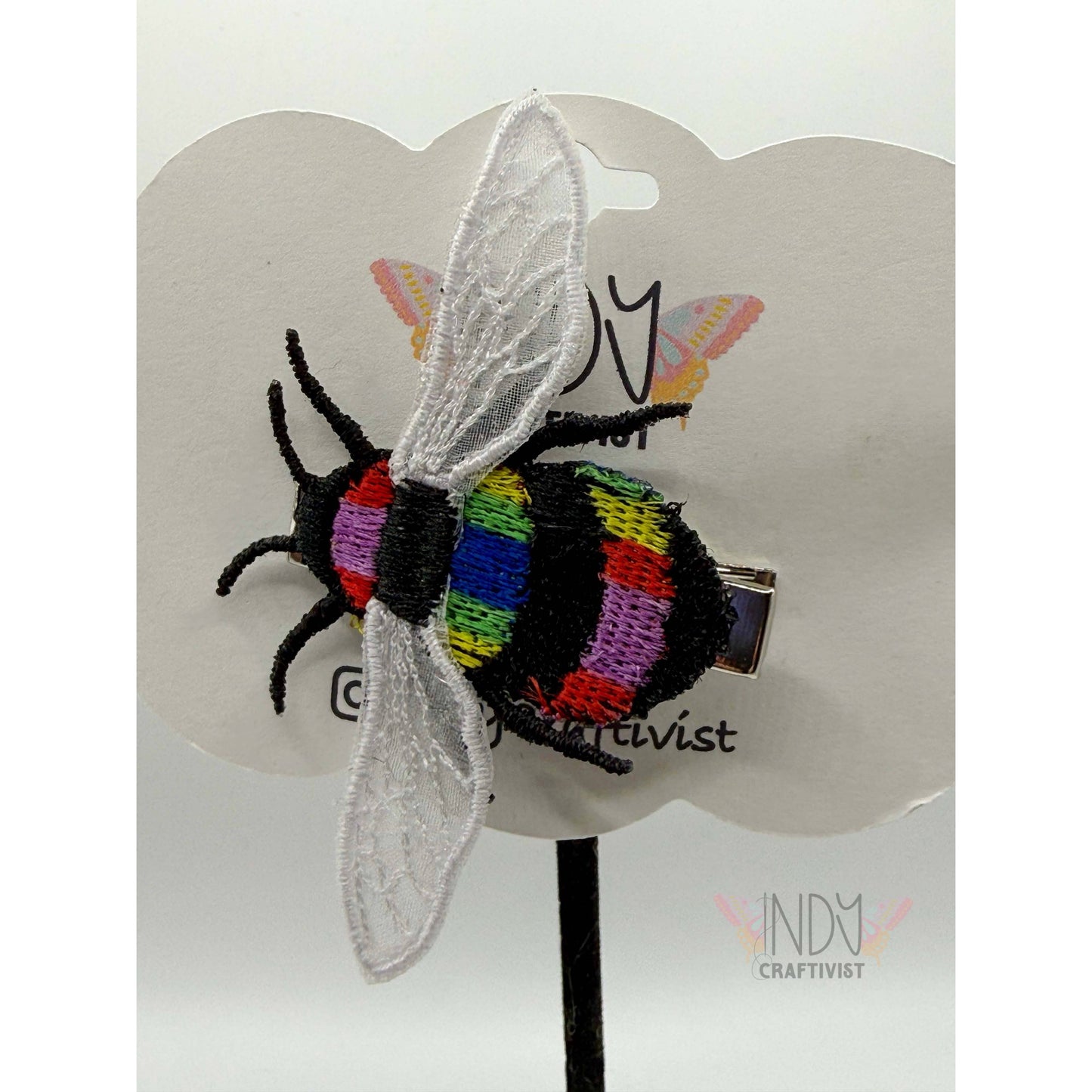 Freestanding Lace Pride Bee Embroidered Hair Jewelry
