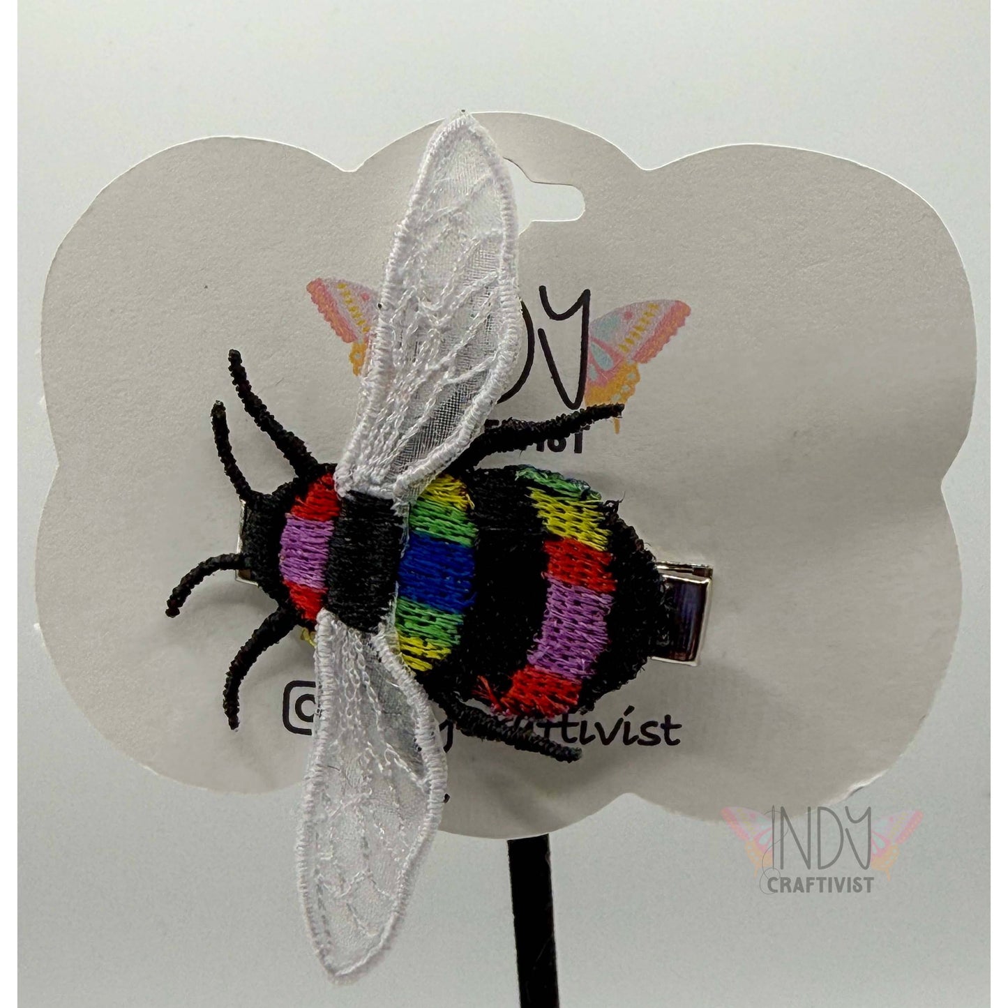 Freestanding Lace Pride Bee Embroidered Hair Jewelry