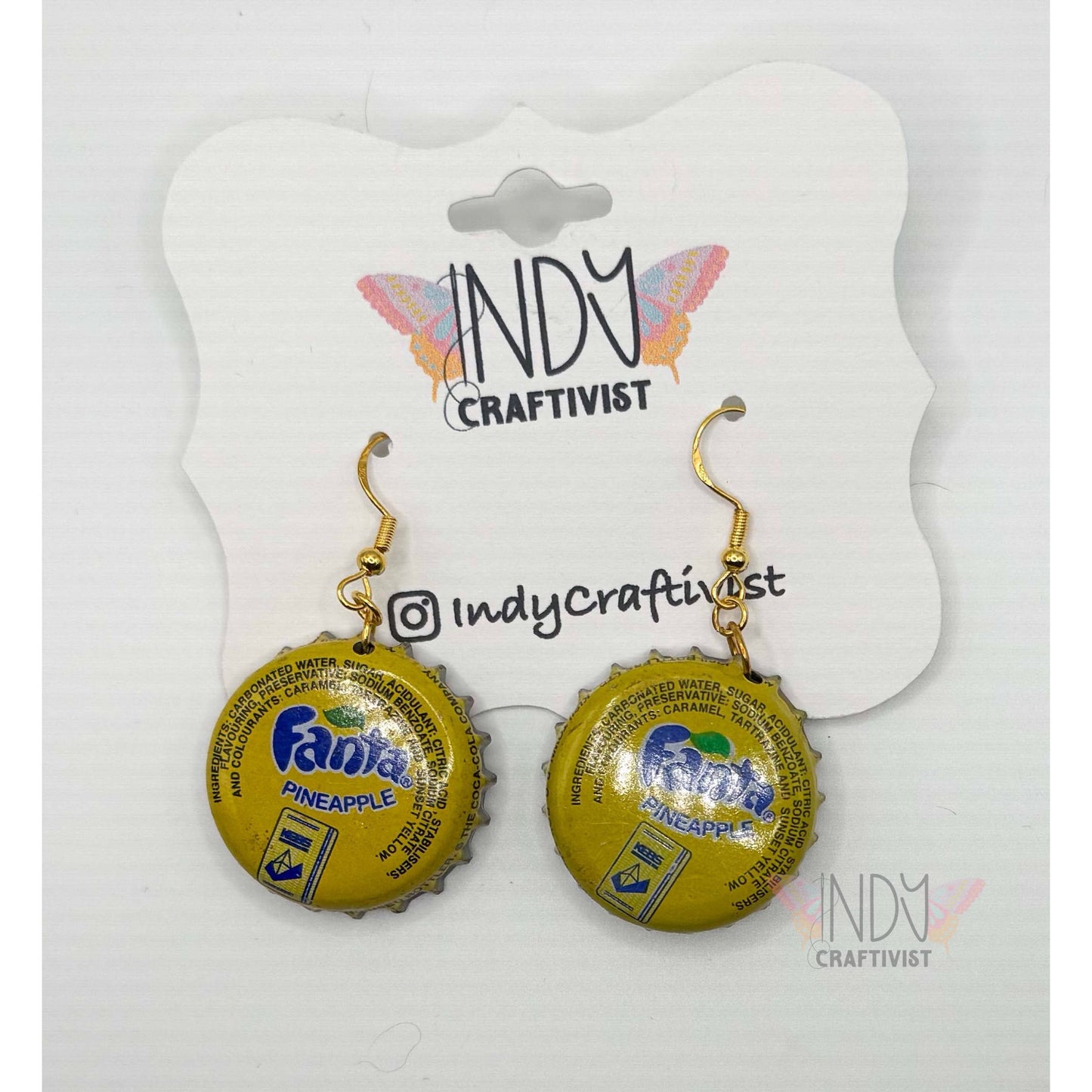 Kenyan Pineapple Fanta Soda Bottlecap Earrings