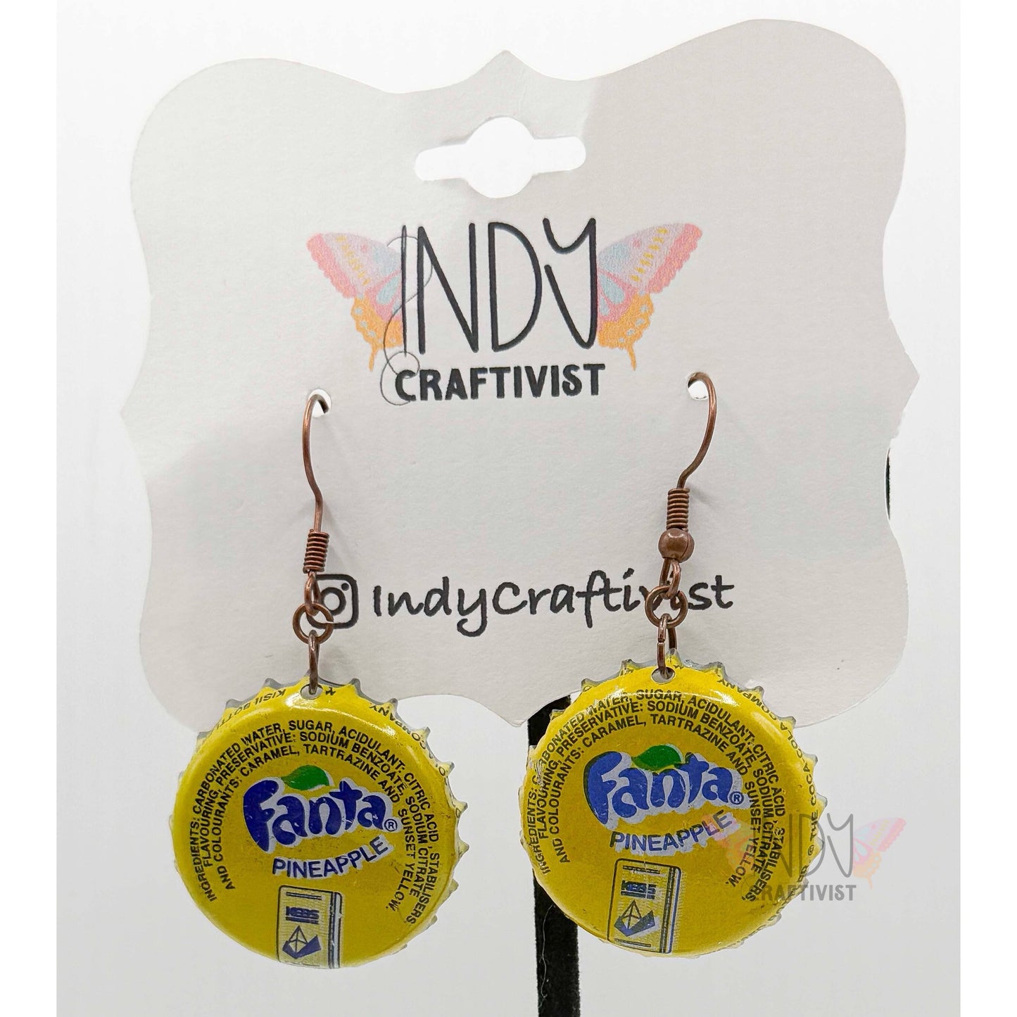 Kenyan Pineapple Fanta Soda Bottlecap Earrings