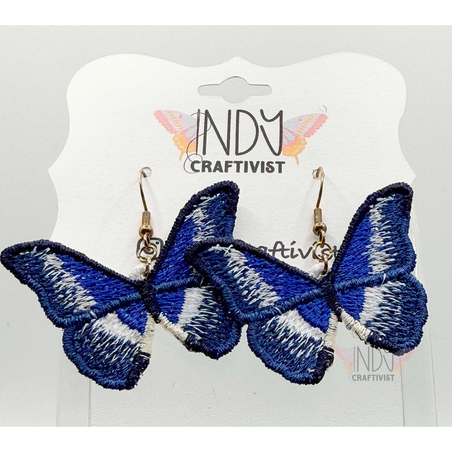 Made-To-Order Blue Full Butterfly Earrings
