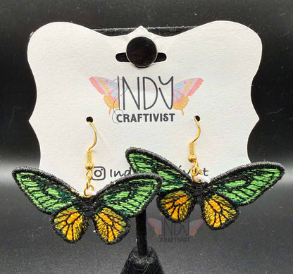 Cape York Birdwing Full Butterfly Earrings