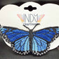 Made-To-Order Blue Monarch Freestanding Lace Embroidered Butterfly Hair Jewelry