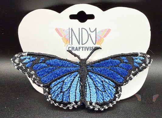 Blue Monarch Freestanding Lace Embroidered Butterfly Hair Jewelry