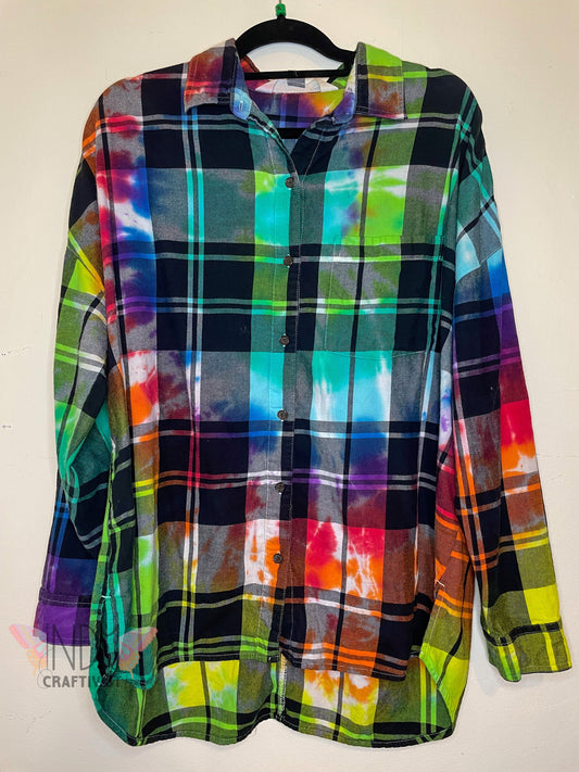Old Navy Extra Large Long Sleeve Upcycled Tie Dyed Button Down