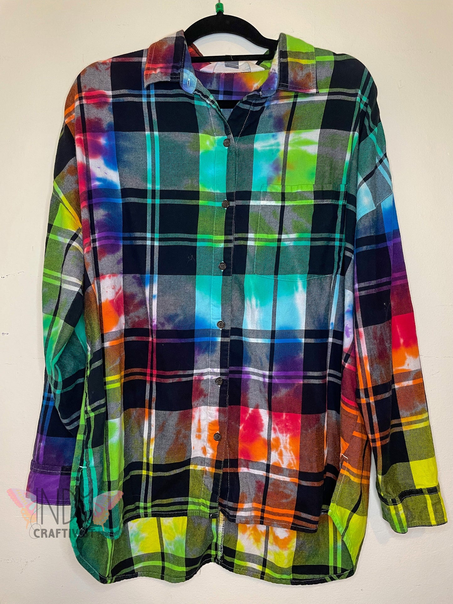 Extra Large Long Sleeve Upcycled Tie Dyed Button Down